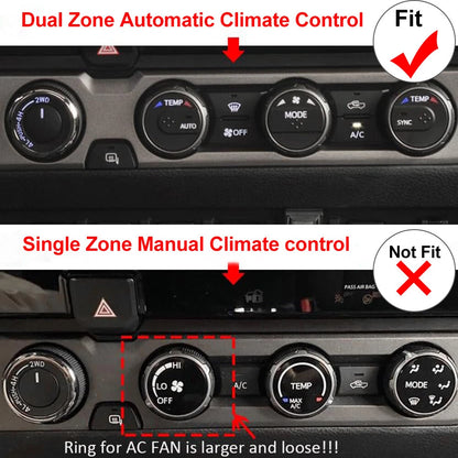 Black AC Climate Control Knob Trim for Toyota Tacoma (2016-2023)