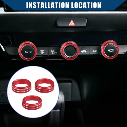 AC Control Switch Knob Cover 3 x for Honda Fit (2020-2023) Red