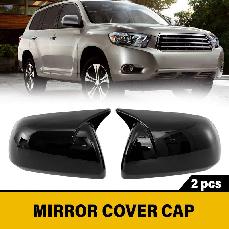 Glossy Black Rear View Mirror Cover Caps for Toyota Highlander (2008-2013)
