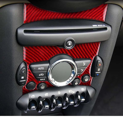 Carbon Fiber AC Knob Button Center Control Trim Fit For Mini Cooper R55 R56 R57