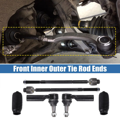 6x Front Inner Outer Tie Rod End Links Kit for Dodge Ram 1500 (2006-2010)