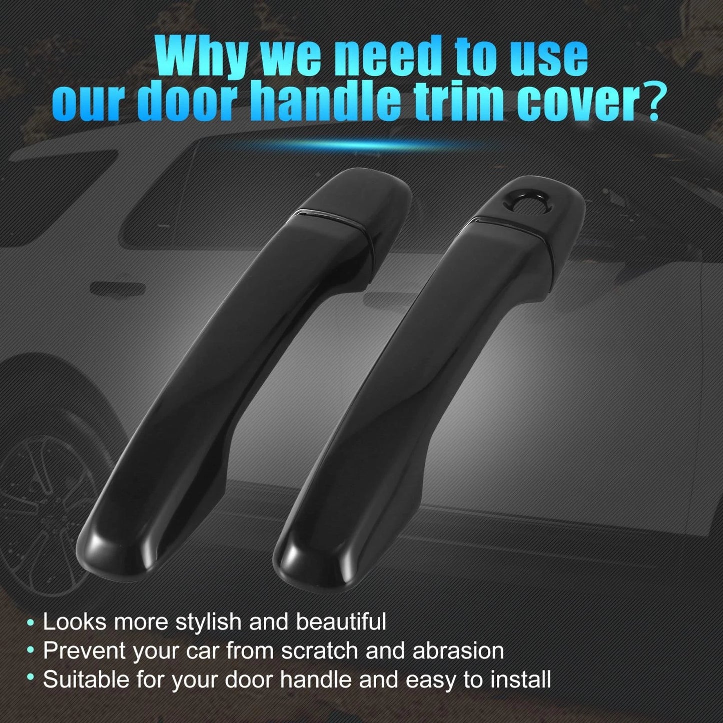 Gloss Black Door Handle Cover Trim for Ford Explorer (2011-2019)