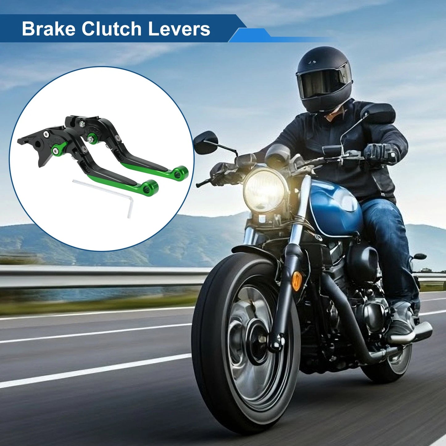 1 Set Adjustable Brake Clutch Levers for Yamaha YZF R1 Black Green (2002–2003)