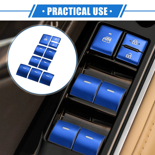 10 x Car Window Switch Button Cover Trim for Toyota Sienna (2022-2023) Blue