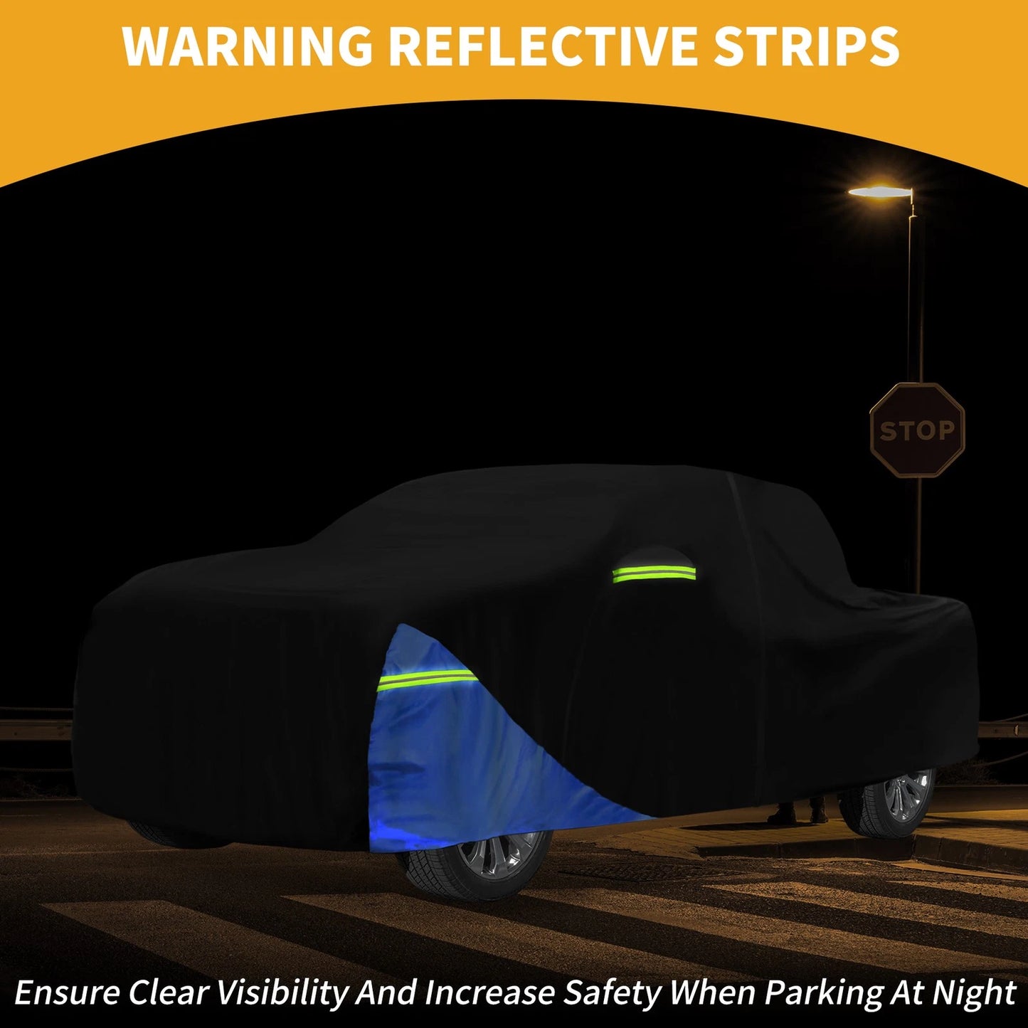 Waterproof Car Cover with Door Zipper for GMC Sierra Oxford Cloth Black Blue