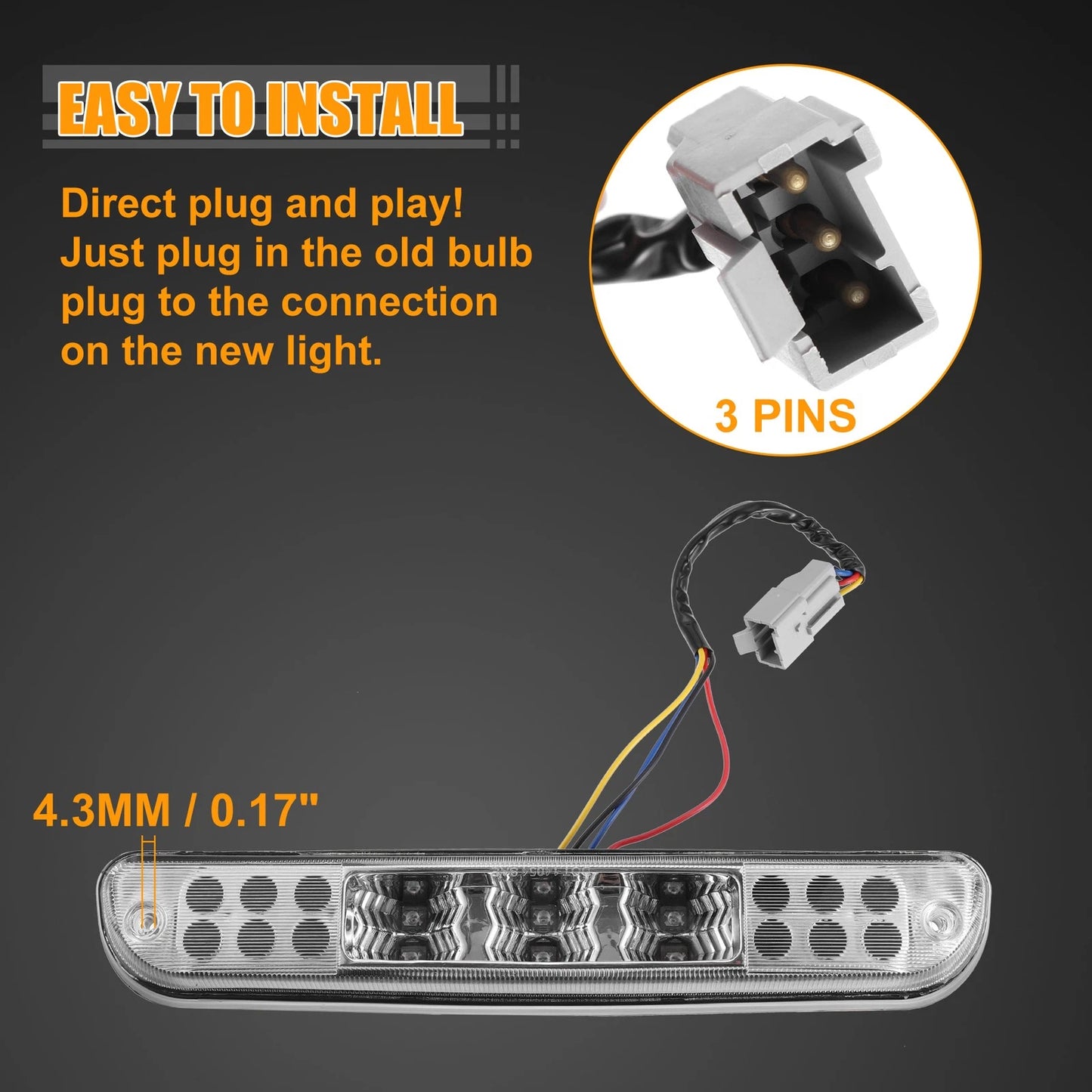 LED Third High Mount Brake Light for Ford F-250 Super Duty (2017-2022)