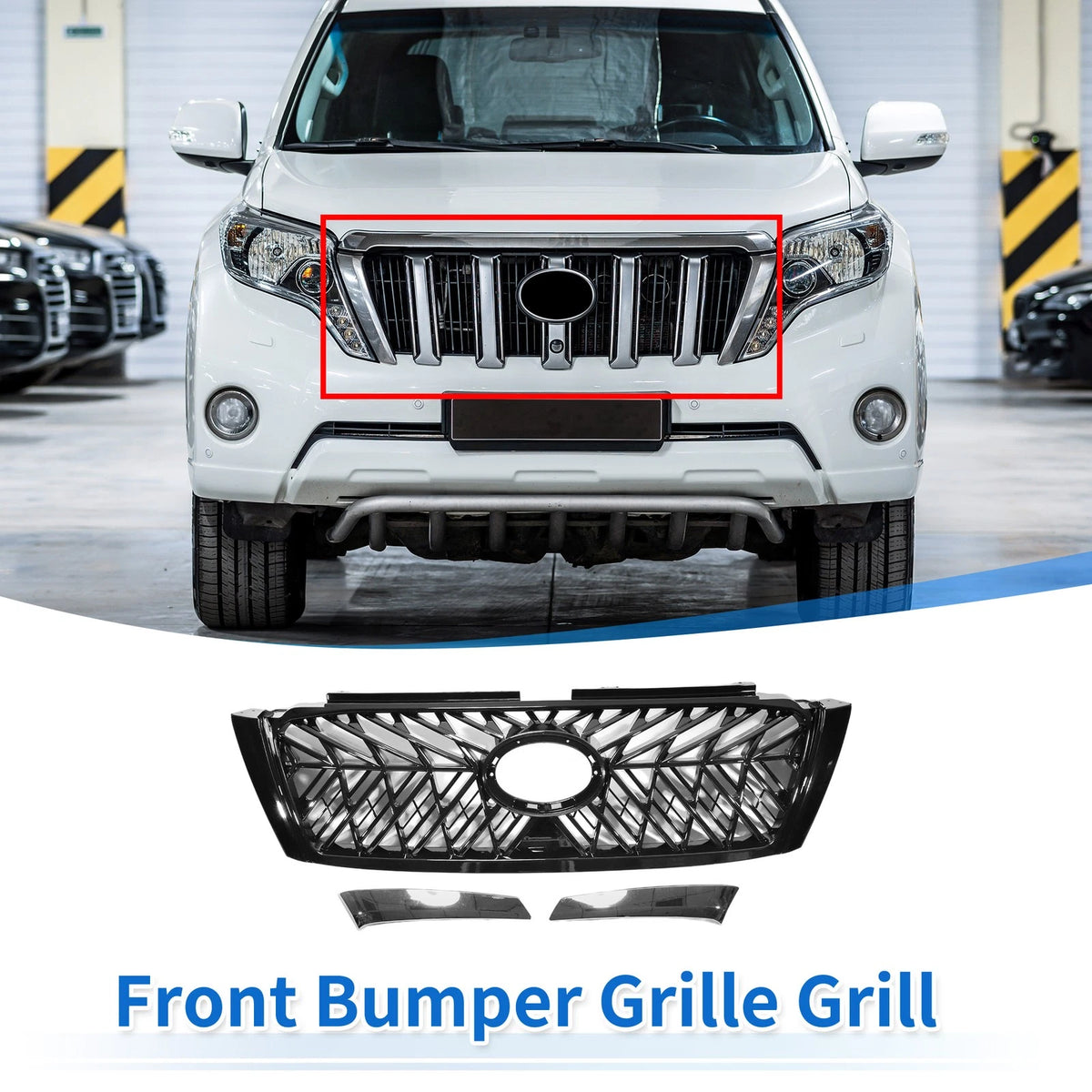 Upper Hood Bumper Grille for Toyota Land Cruiser Prado (2014-2017)
