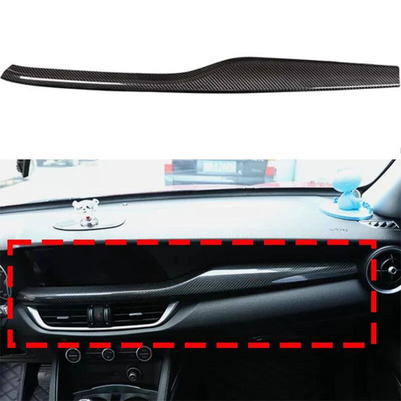 Carbon Fiber Center Console Front Dashboard Cover For Alfa Romeo Stelvio 17-18
