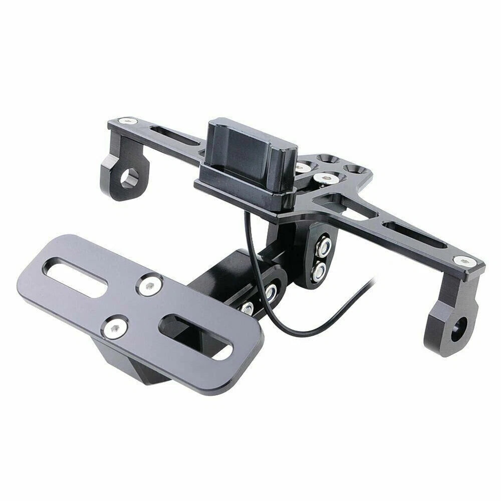 Black Tail Tidy Fender Eliminator License Plate Holder w/ LED Light for Motorcycle