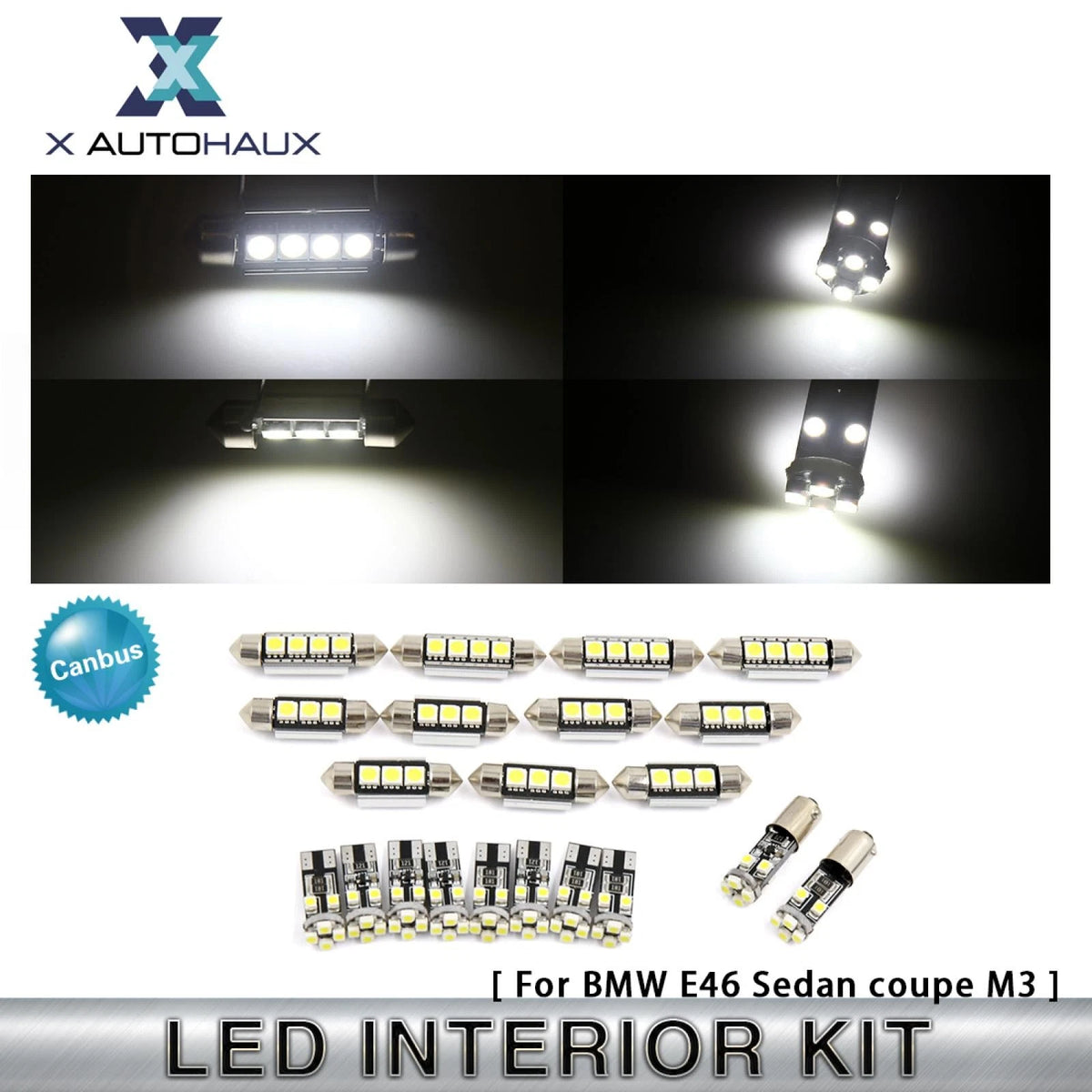 21 x Canbus White LED Interior Lamp for BMW E46 Sedan Coupe M3 (1999-2005)