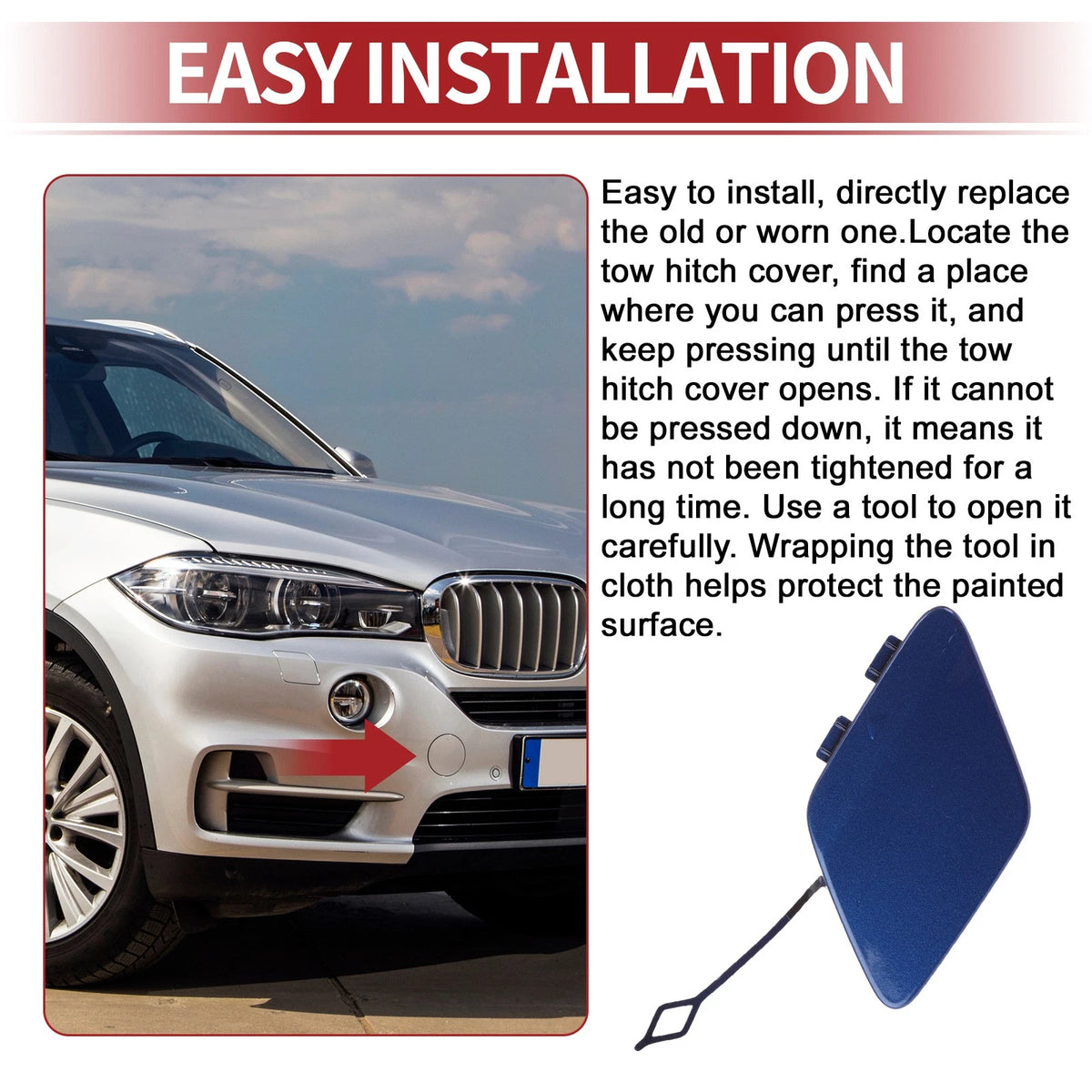 Rear Tow Hook Cover for BMW 428i (2014-2016) - Estoril Blue Metallic
