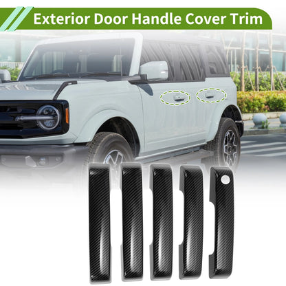 Carbon Fiber Black Exterior Door Handle Cover Trim for Ford Bronco (21-25)