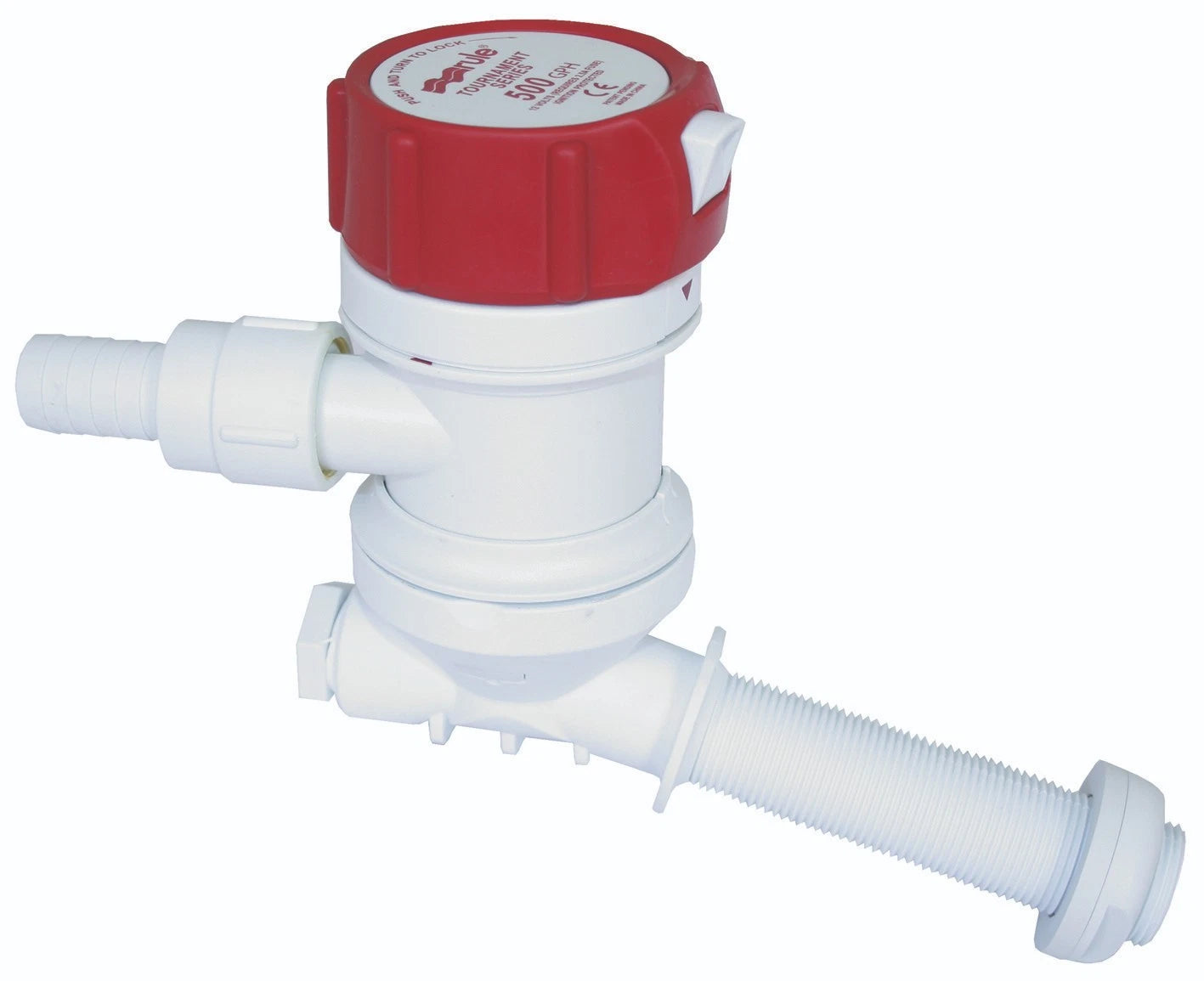 Livewell Baitwell Pump 800 GPH for Rule, Angled Cartridge, Dual Port