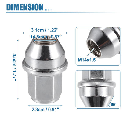 24pcs M14x1.5 Wheel Studs Lug Nuts for Ford F-150 (2015-2023)