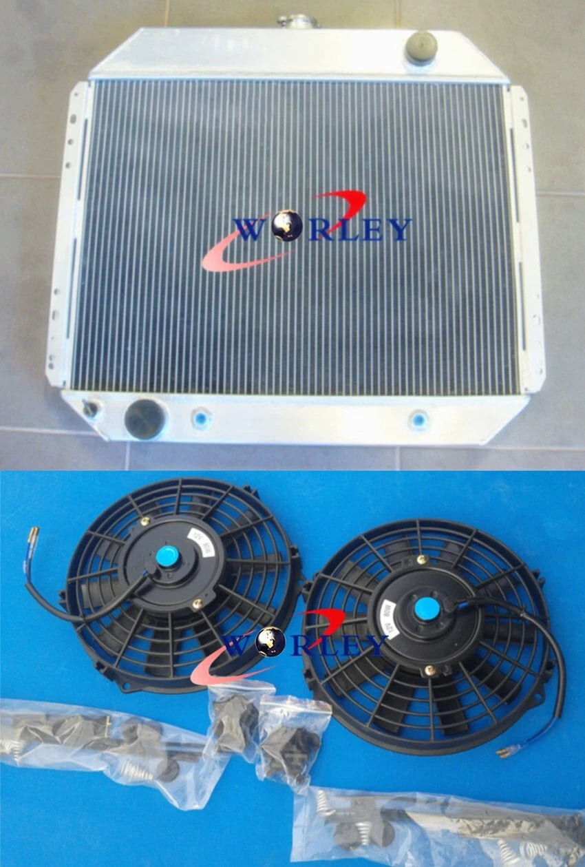 3 Row Aluminum Radiator + Fan for Ford F100 F150 F250 F350 Bronco (67-81)