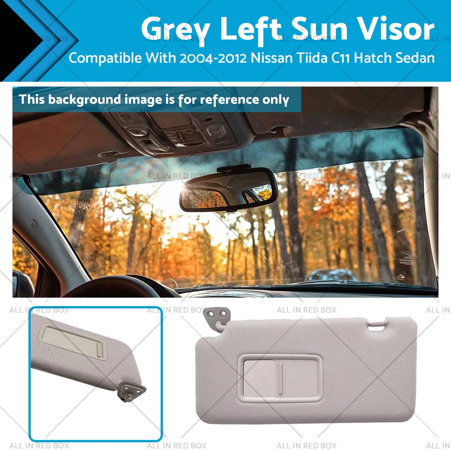 Grey Left Sun Visor for Nissan Tiida C11 Hatch (2004-2012)