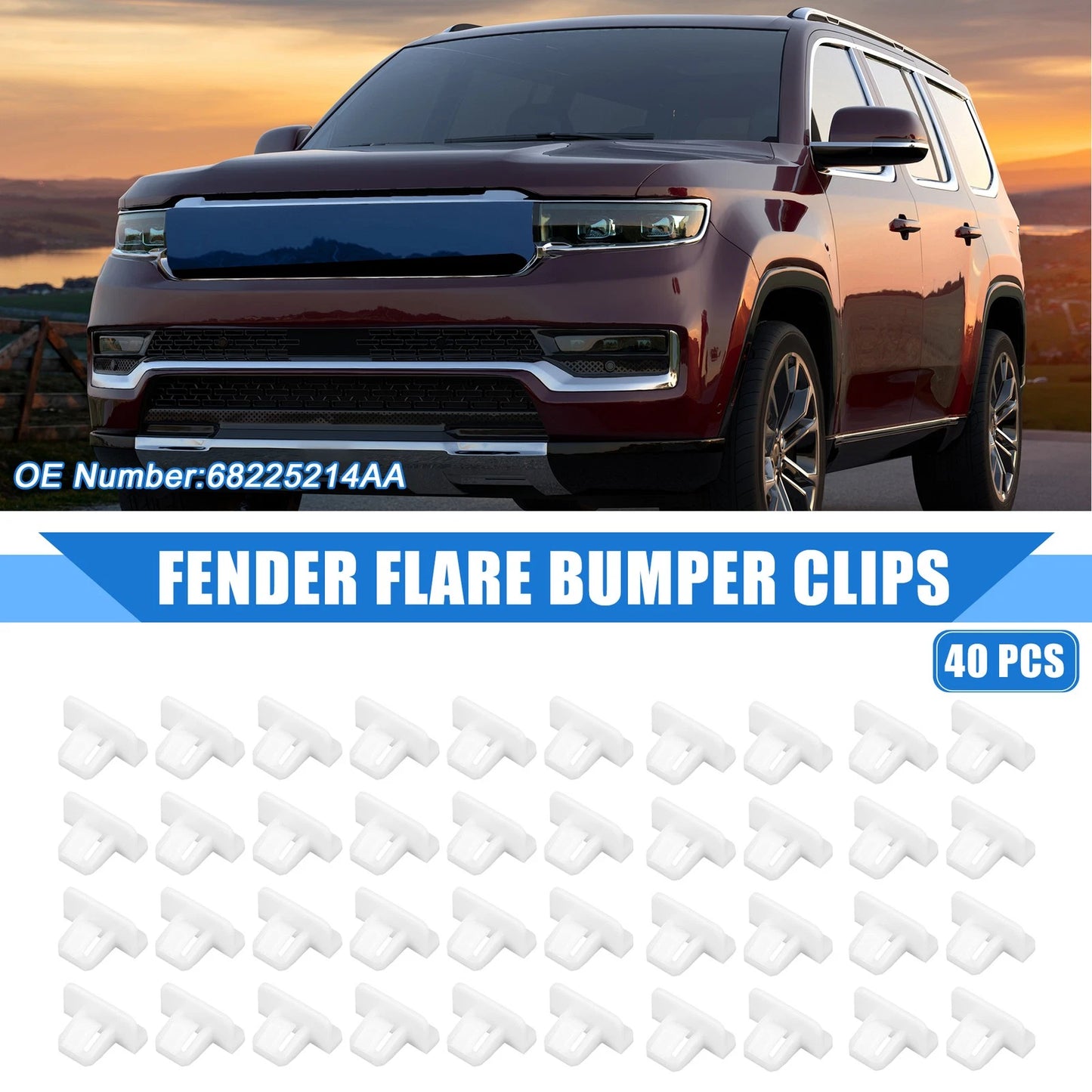 40 Pcs Fender Flare Bumper Clip Auto Parts for Chrysler Pacifica (2017-2020)