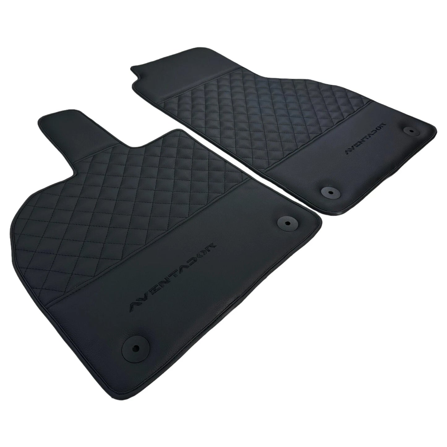 Leather Floor Mats for Lamborghini Aventador (2012-2023) - Diamond Black Stitching