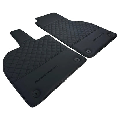 Leather Floor Mats for Lamborghini Aventador (2012-2023) - Diamond Black Stitching