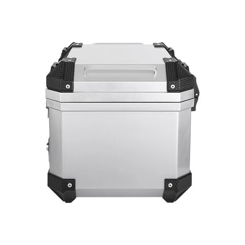45L Silver Motorcycle Rear Top Box Luggage Carrier Case + Mounting Plate