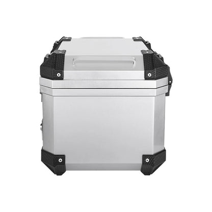 45L Silver Motorcycle Rear Top Box Luggage Carrier Case + Mounting Plate