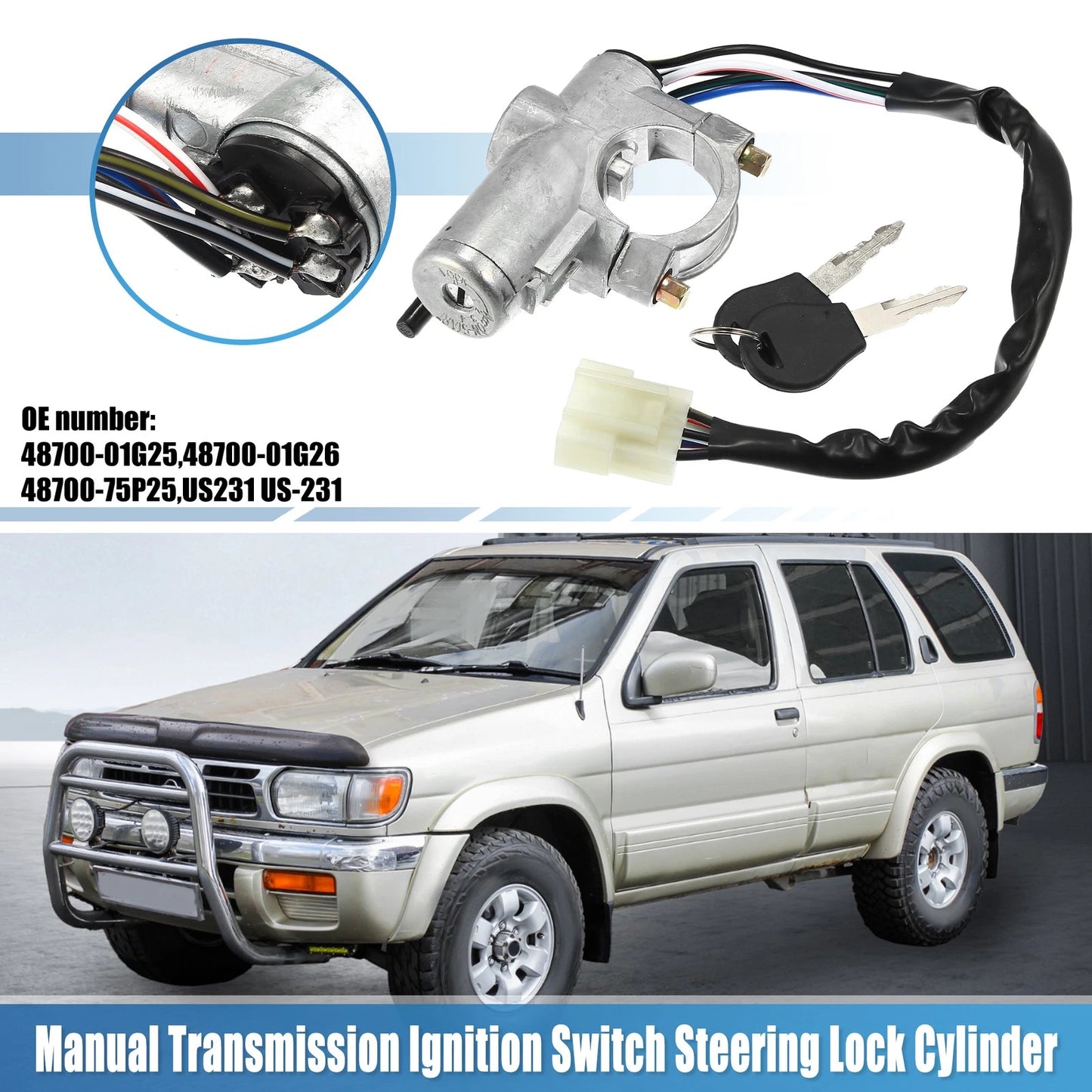 Ignition Switch Steering Lock Cylinder for Nissan D21 Pickup (1986-1997)