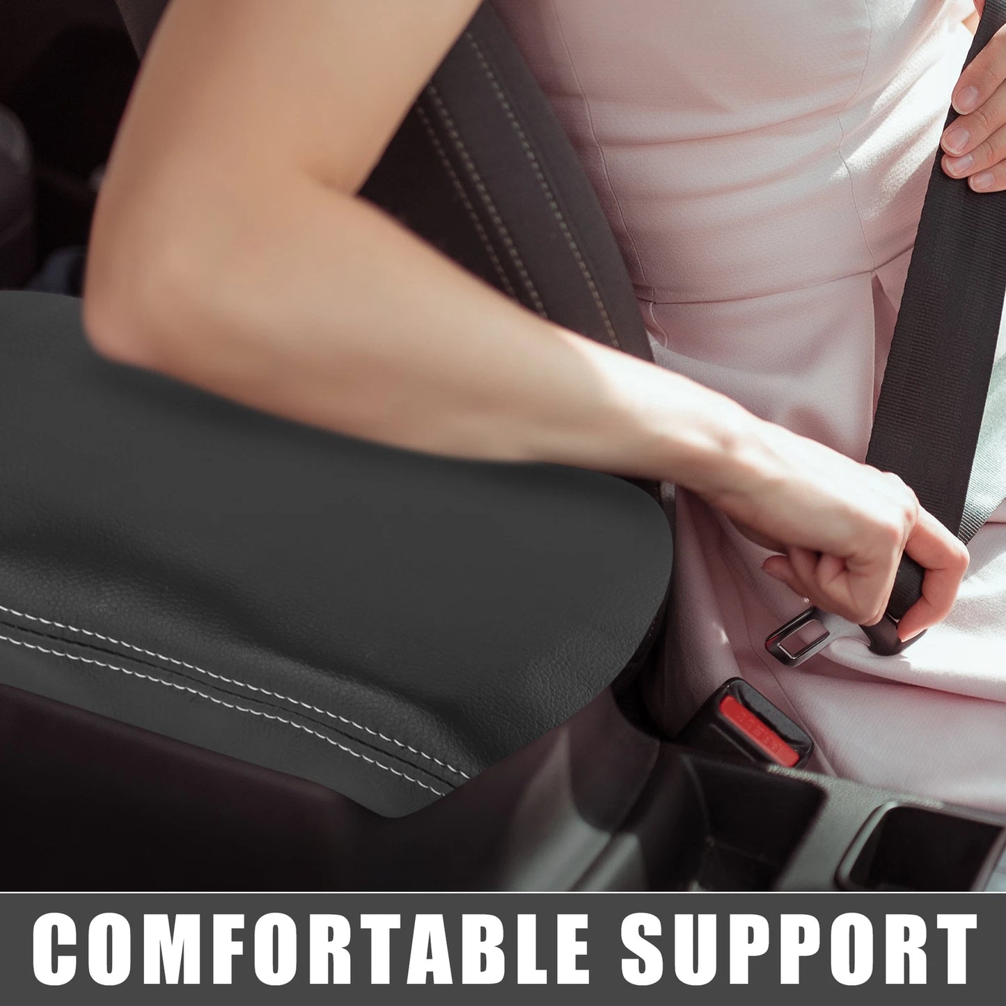 Center Console Cover Armrest Protector for Toyota RAV4 (2019-2022) Black Gray