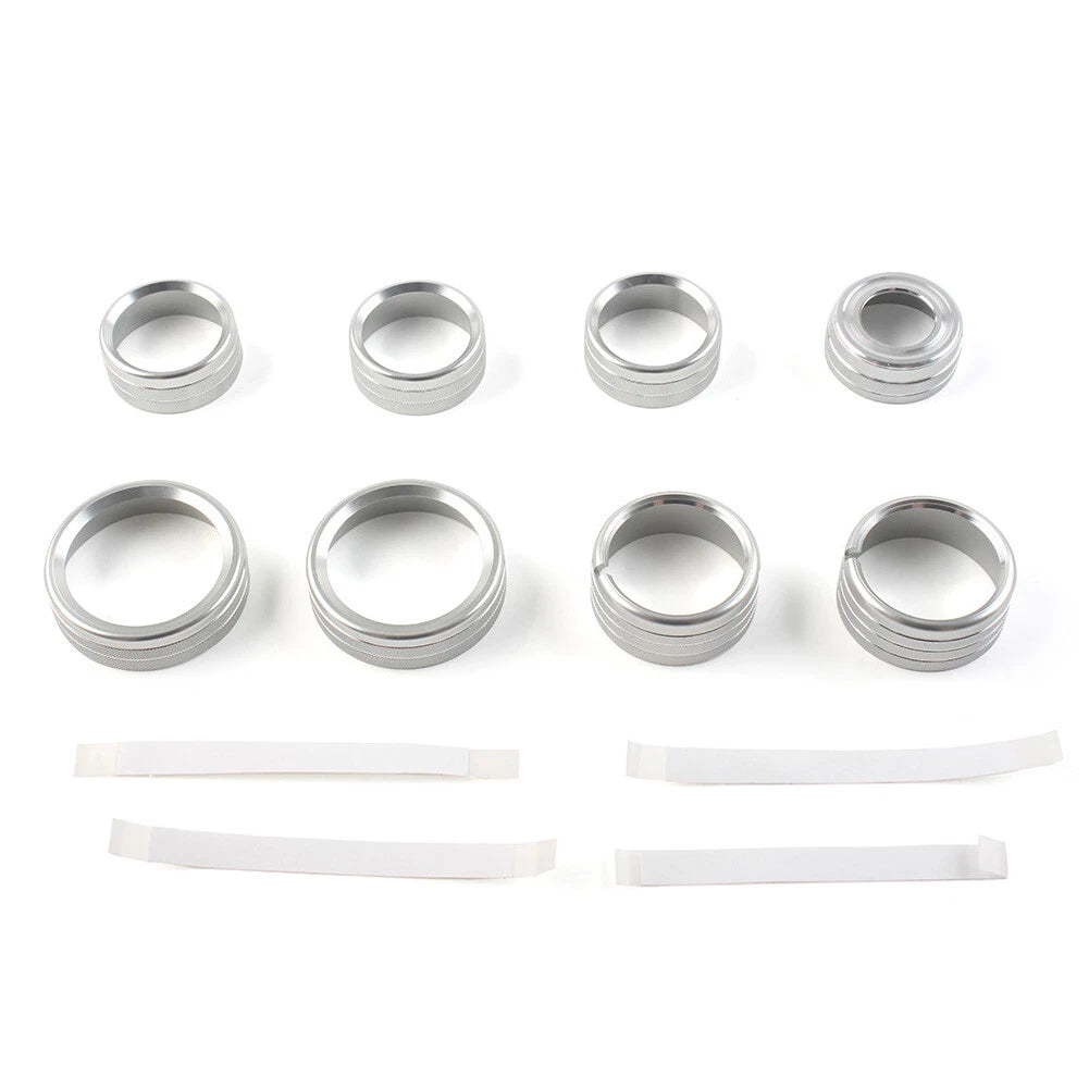 8x Air Conditioner Switch Knob Trim Silver for GMC Sierra (2014-2018)