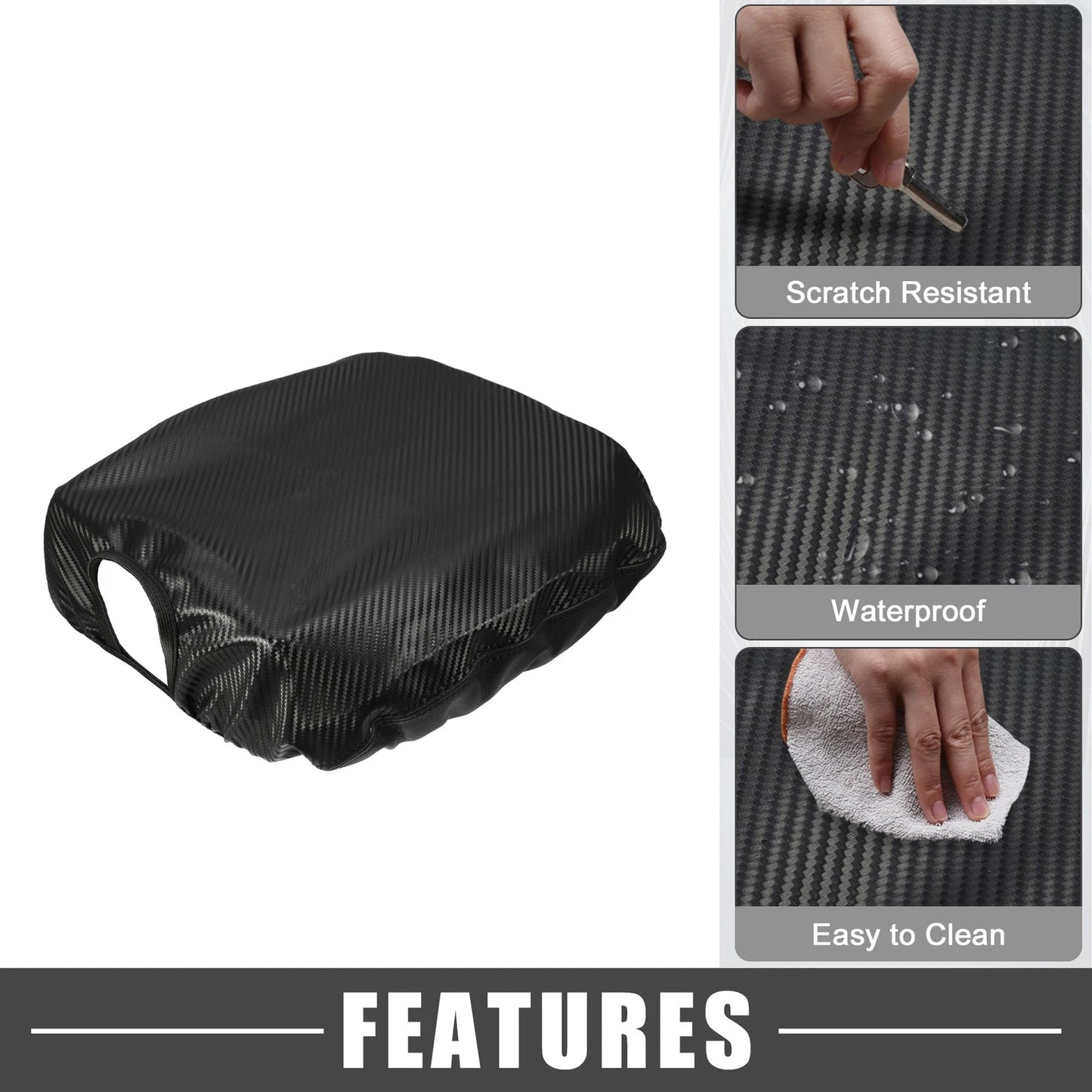 Center Console Cover Pad for Dodge Ram 1500 2009-2018 Carbon Fiber Black