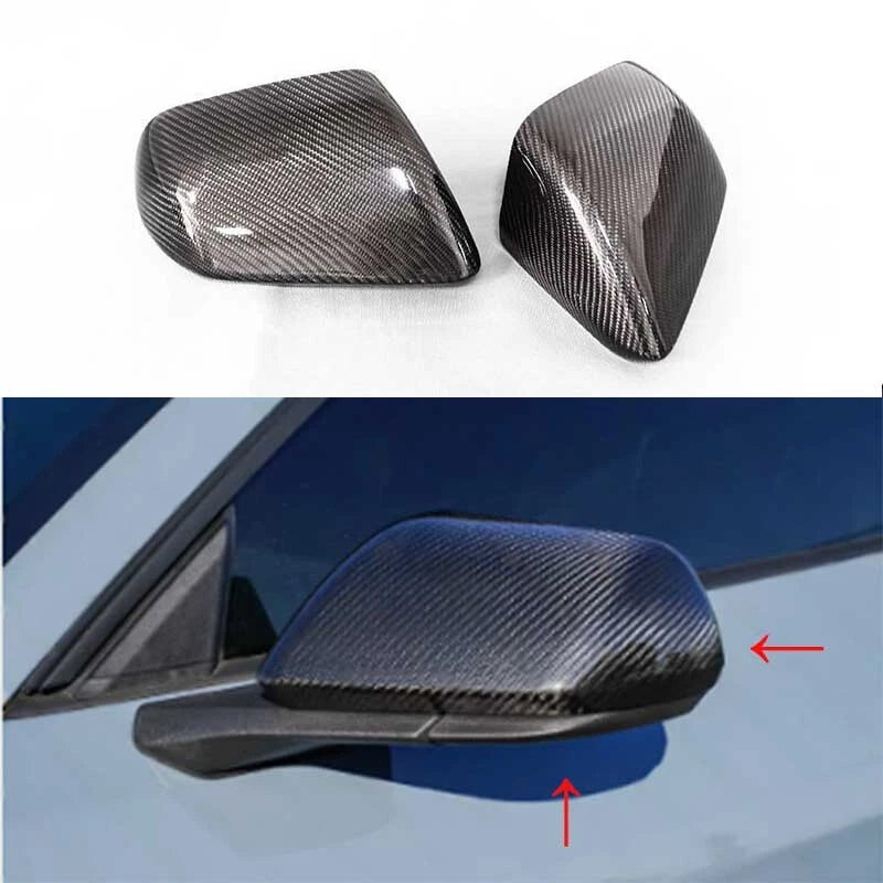 Dry Carbon Fiber Add-on Side Mirror Cover Caps for Ford Mustang 2024+