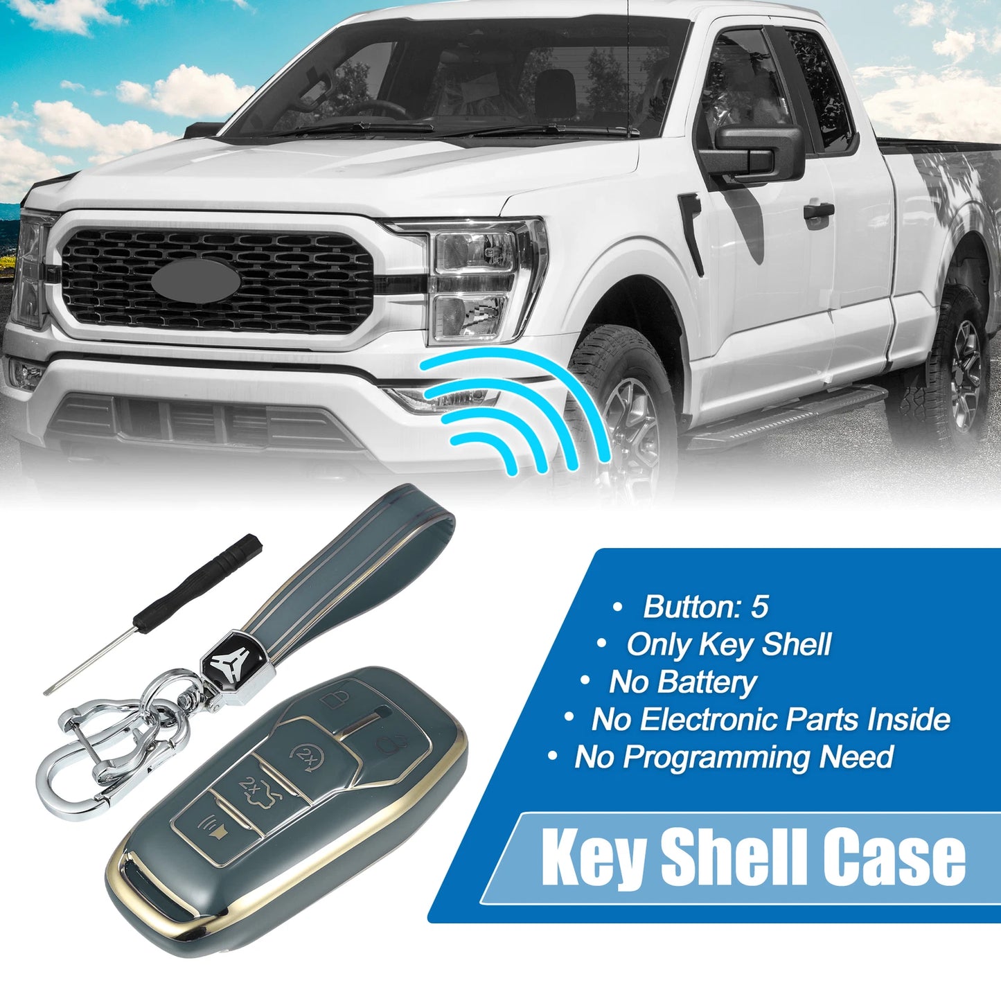 TPU Remote Key Fob Case Cover for Ford Fusion F150 (2013-2020) - Blue