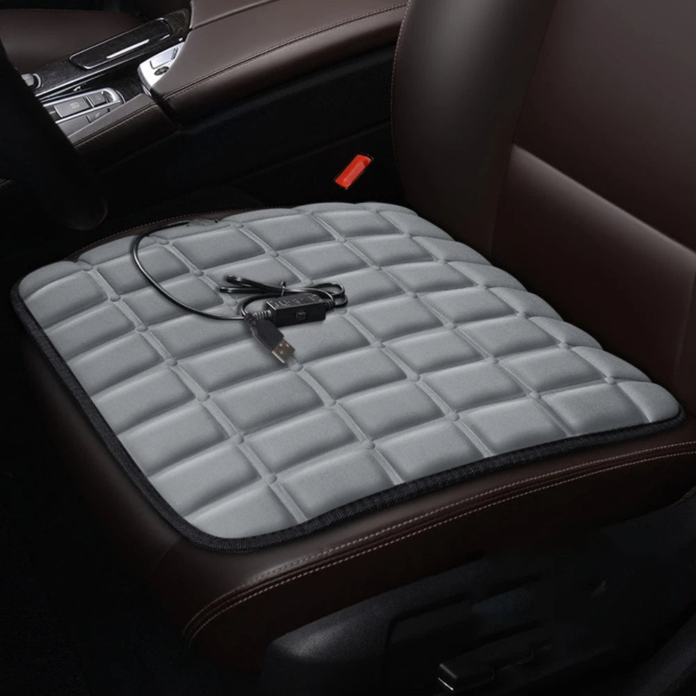 Gray Universal USB Heated Car Seat Cushion Cover Heater Pad