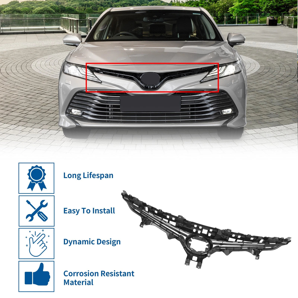 Front Bonnet Bumper Grille for Toyota Camry SE 2021-2022 Black