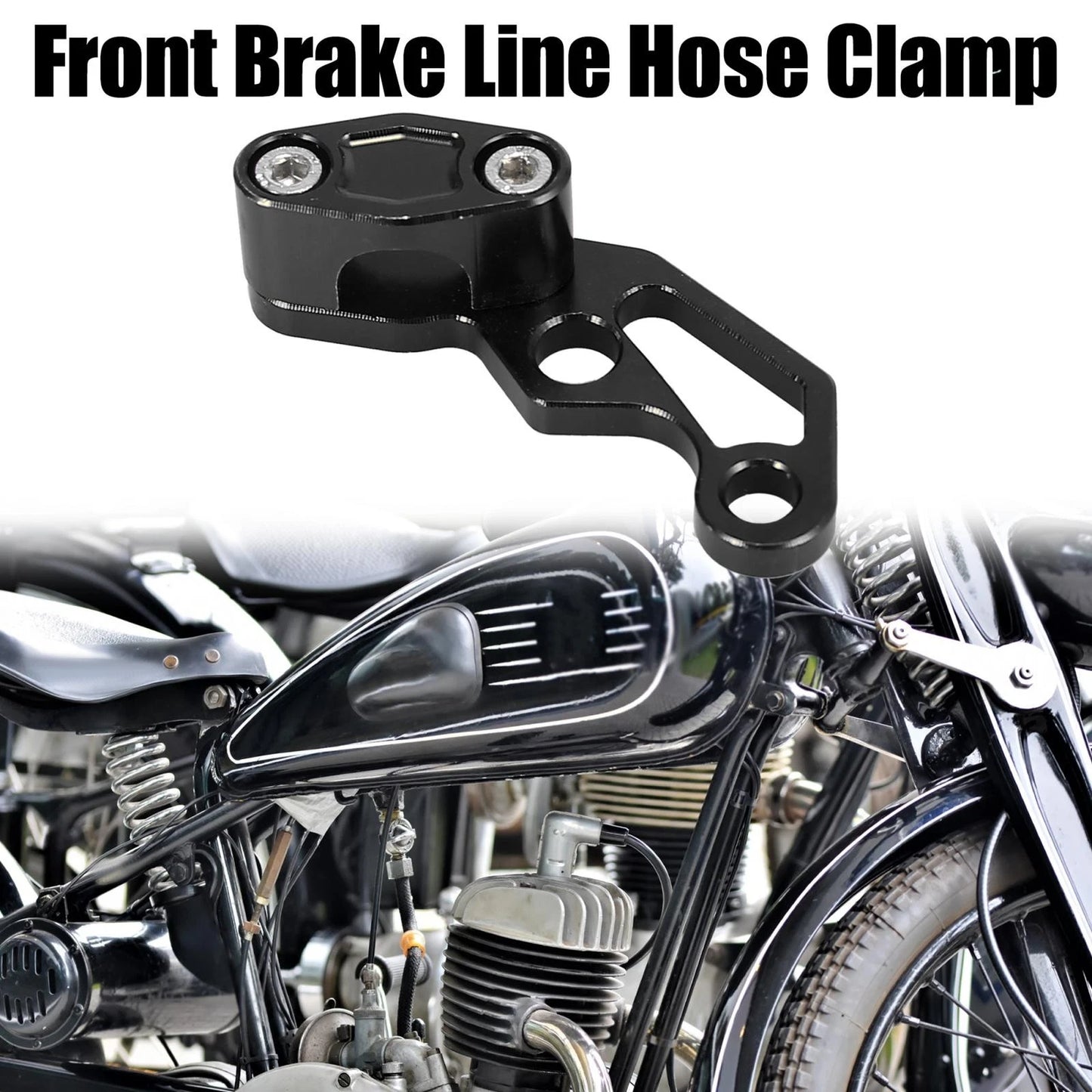 Front Brake Line Hose Clamp Universal Black for Motorcycle