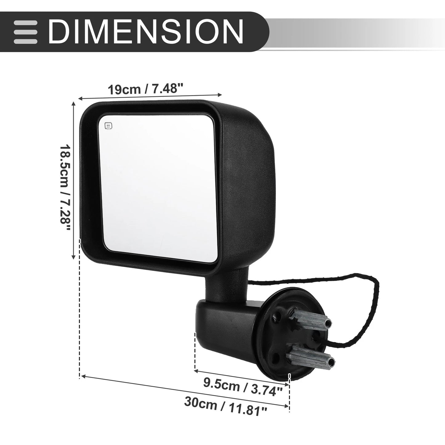 Tow Mirrors Side View Mirror Replacement for Jeep Wrangler (2011-2013) 1 Set