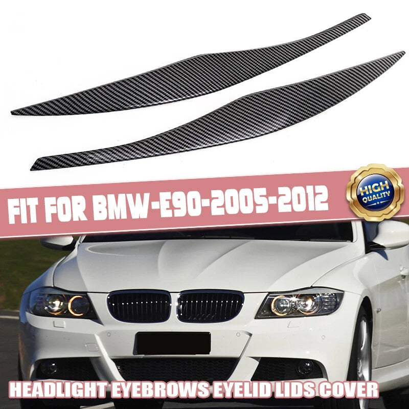 Carbon Style Headlight Eyelid Covers for 2005-2012 BMW E90 325i 328i