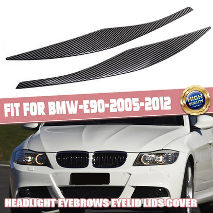 Carbon Style Headlight Eyelid Covers for 2005-2012 BMW E90 325i 328i