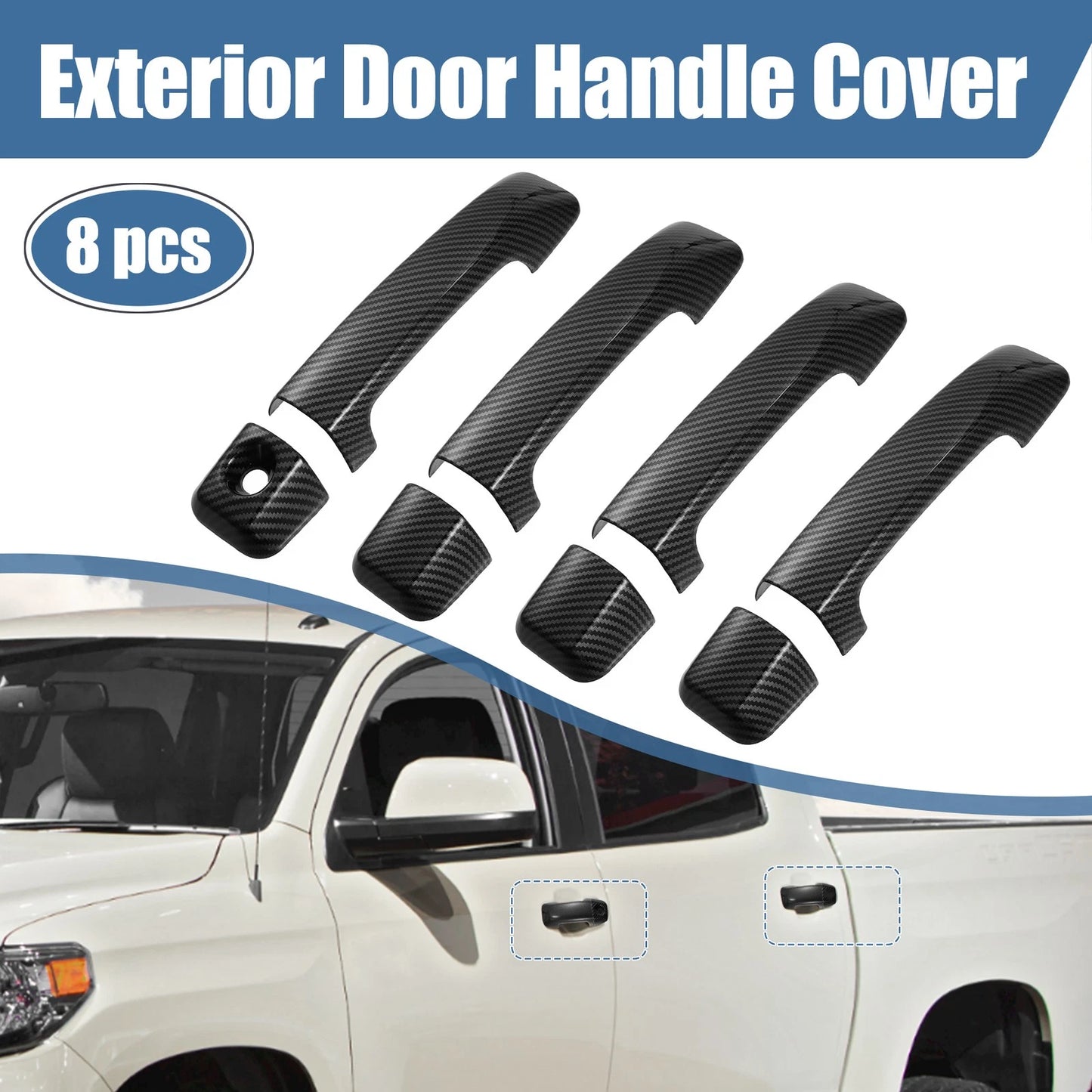 8pcs Side Door Handle Cover Trim for Toyota Tundra (2007-2020) Carbon Fiber