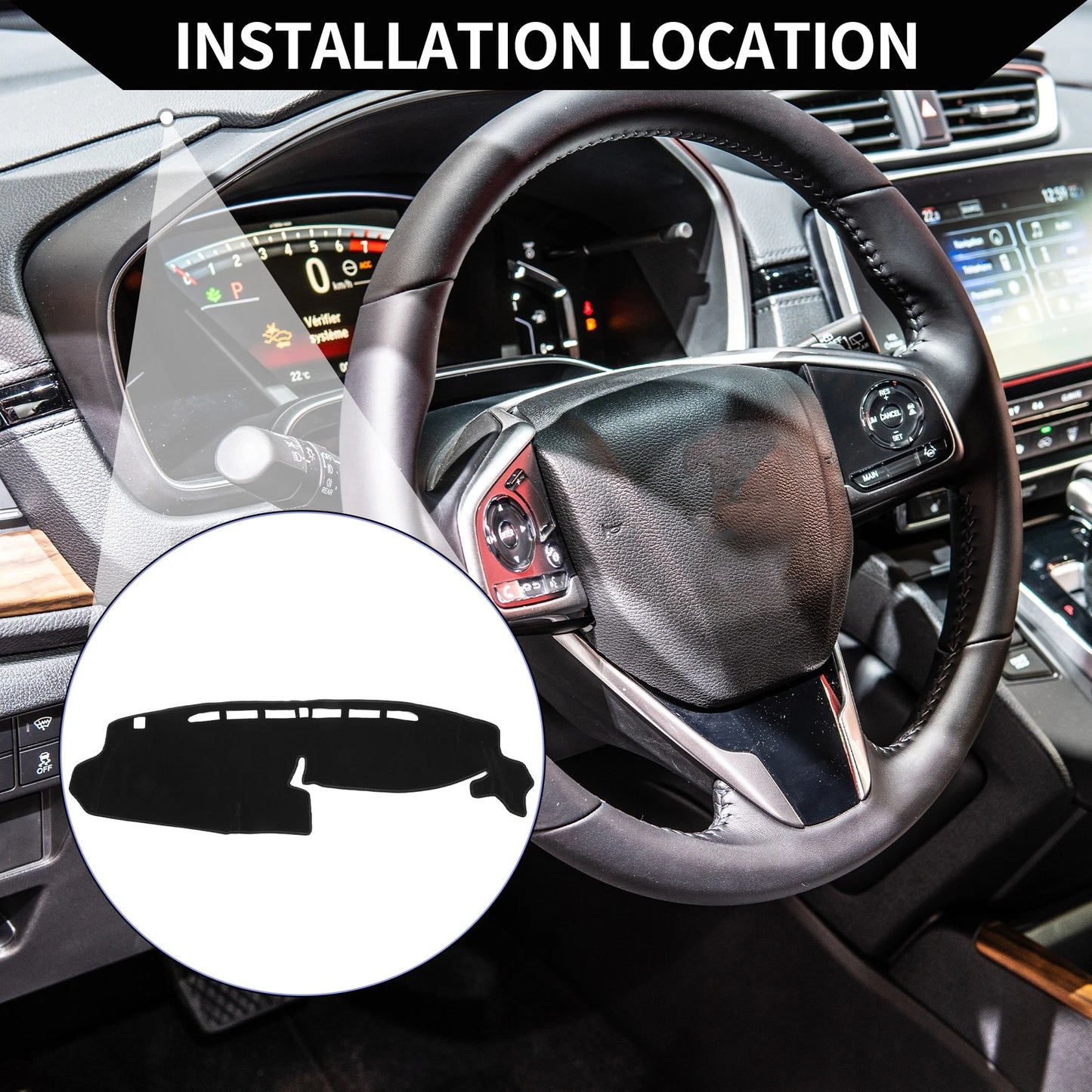 Dashboard Cover Mat for Honda N-BOX JF3/JF4 (2017-2020) Black 1 Set