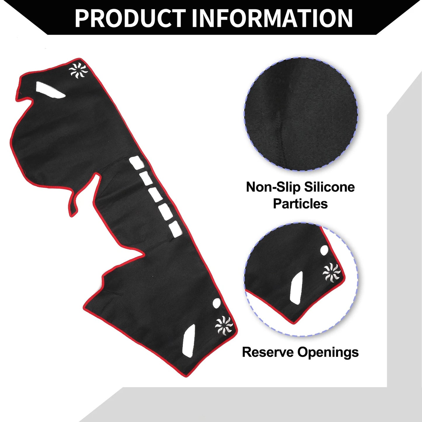 Dashboard Cover Mat for Subaru Forester (2018-2024) Black Red 1 Set