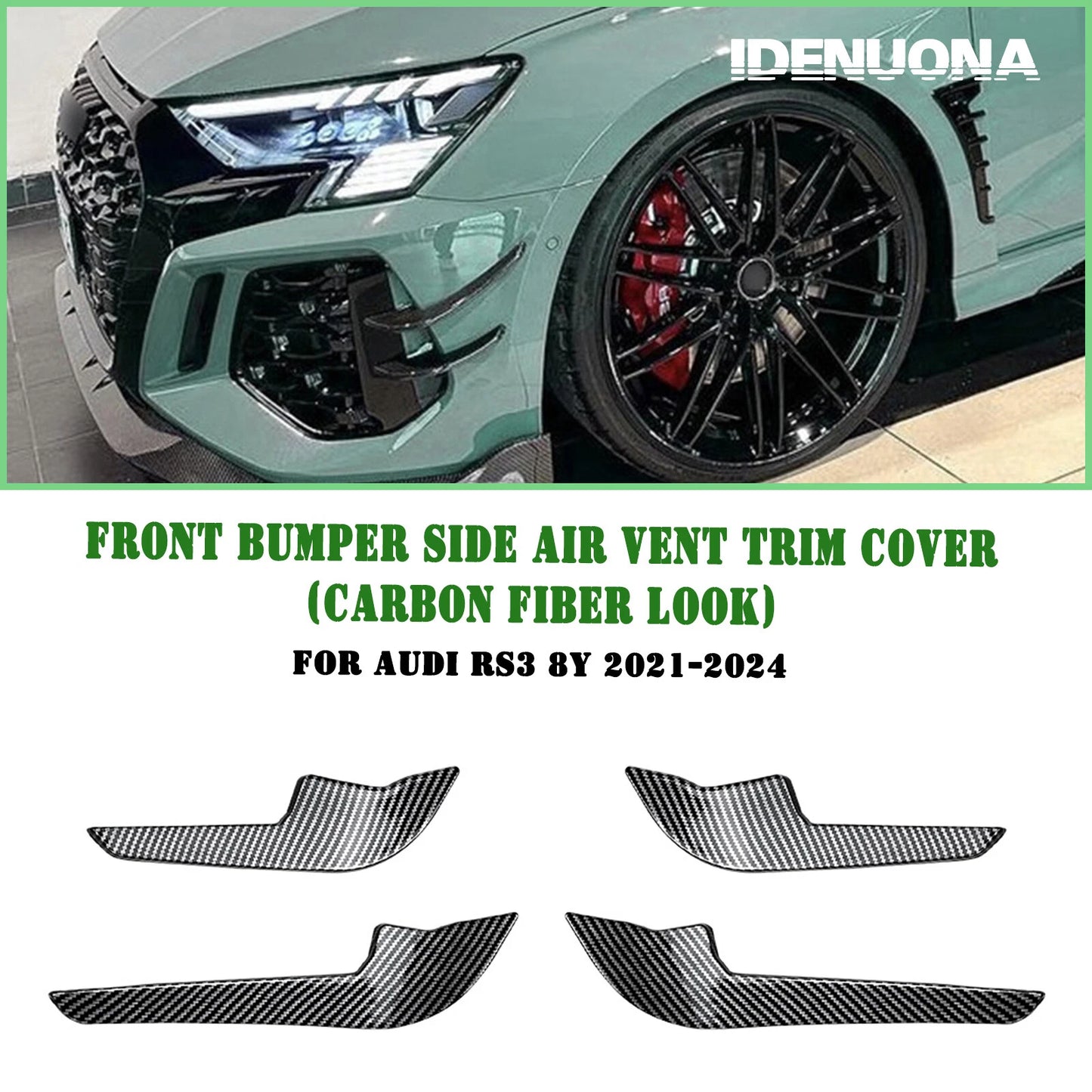 Front Bumper Side Air Vent Trims for Audi RS3 8Y (2021-2024) Carbon Look
