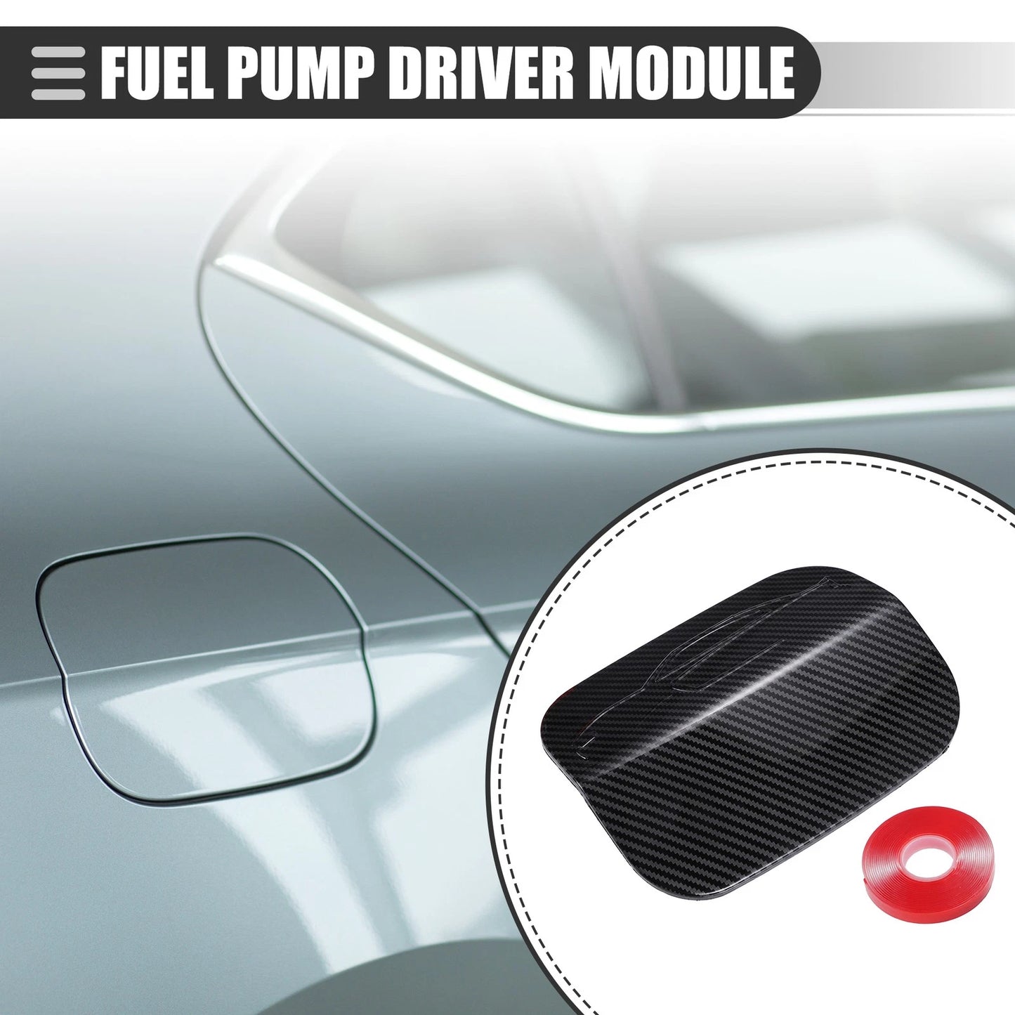 Gas Door Cover Trim for Dodge Charger (2015-2021) Carbon Fiber Pattern Black