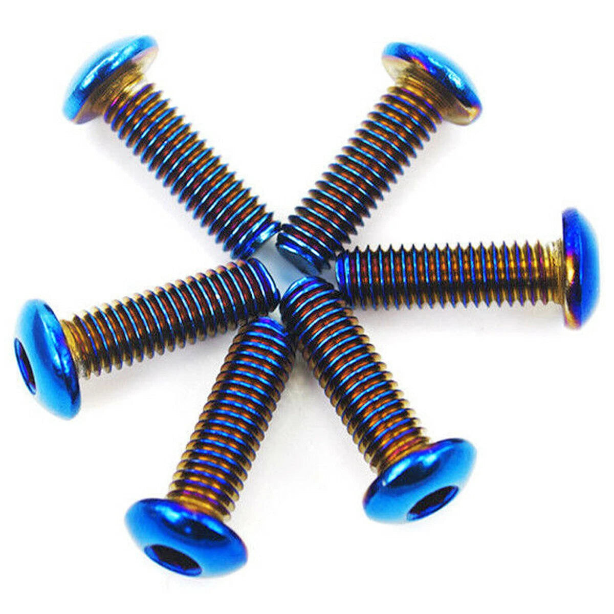 6 x Pan Head Burnt Titanium Blue Steering Wheel Bolts for Boss Kit