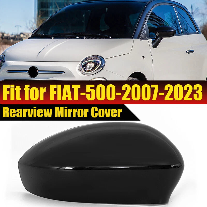 Gloss Black Side Wing Mirror Cover for Fiat 500 & Punto (2012-2019)