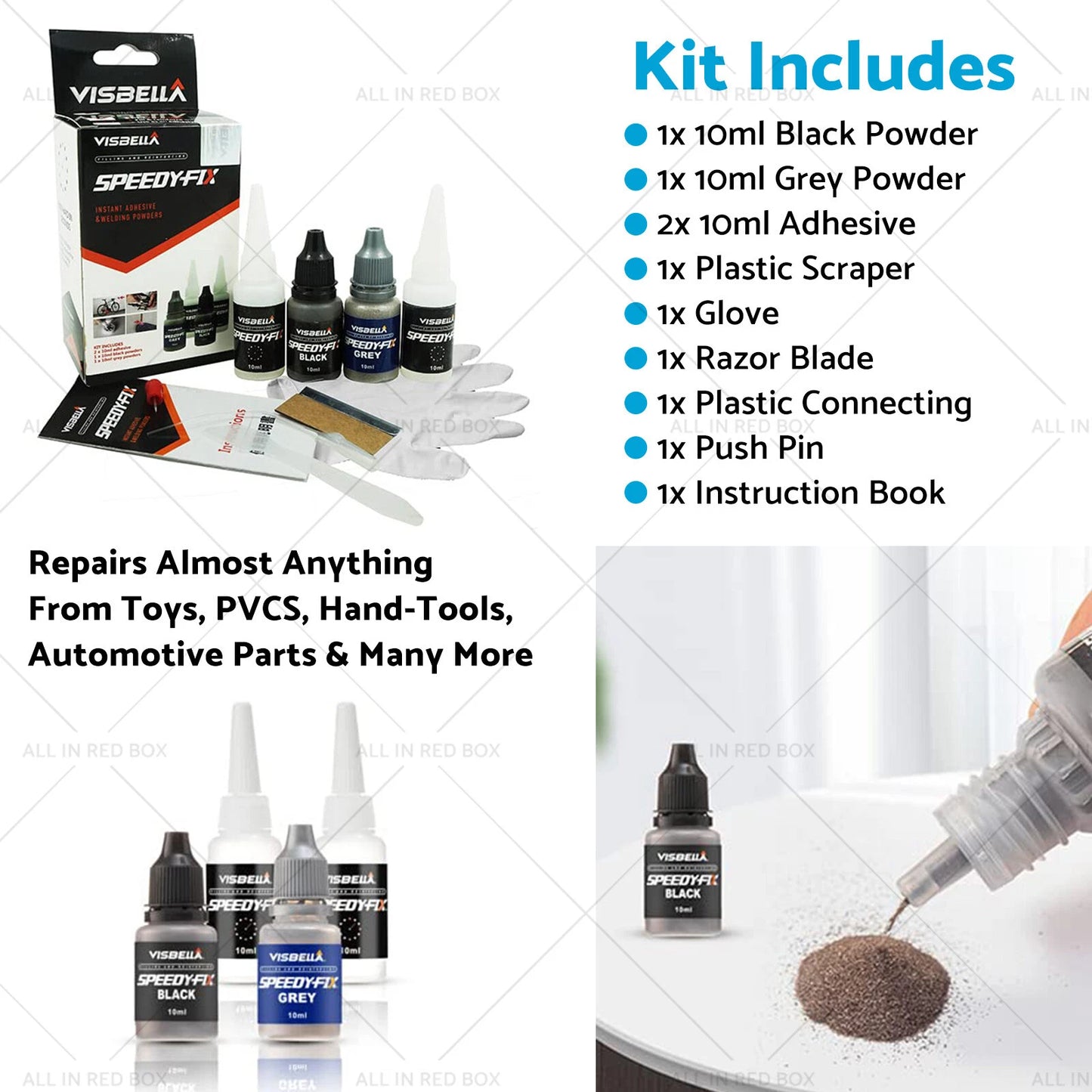 5 x Strong Powder Adhesive Glue Kit - Quick Bonding Repair