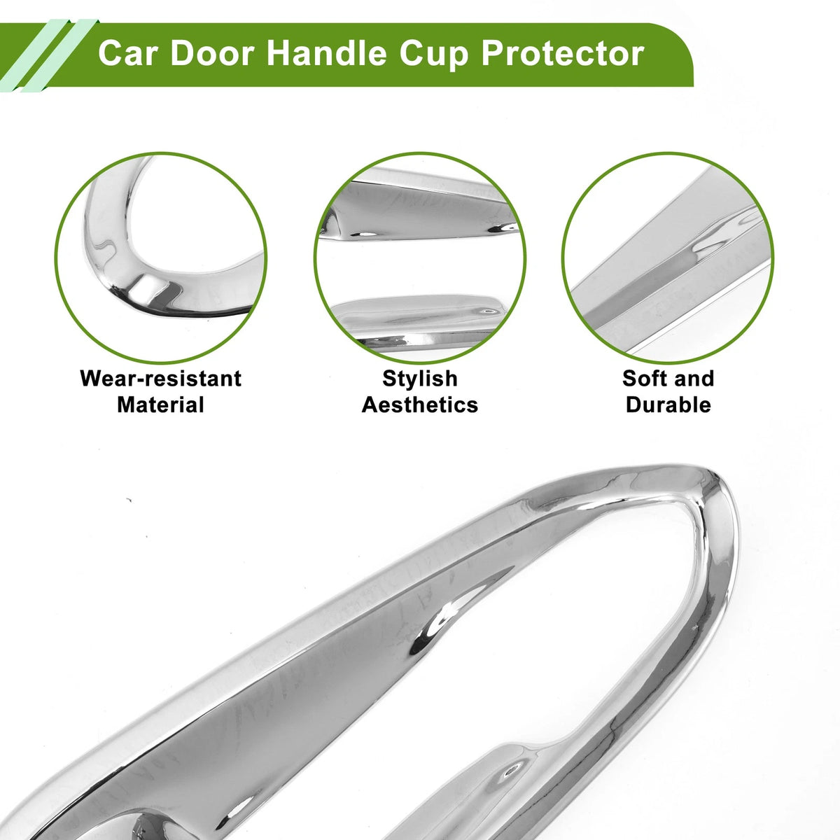 Car Door Handle Cup Protector for Ford Fusion Mondeo (2013-2018) Silver Tone
