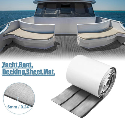 95x7 EVA Faux Teak Decking Sheet Flooring Mat for Boat Yacht Marine Gray Black