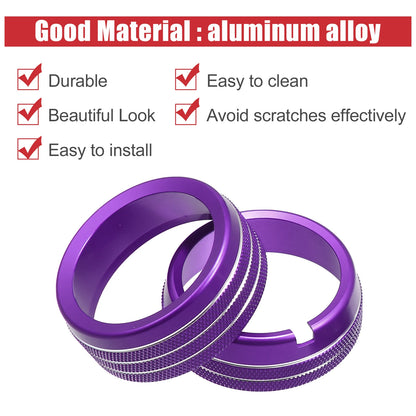 4 x AC Switch Knob Cover Ring Trim for Dodge Ram 1500 Purple