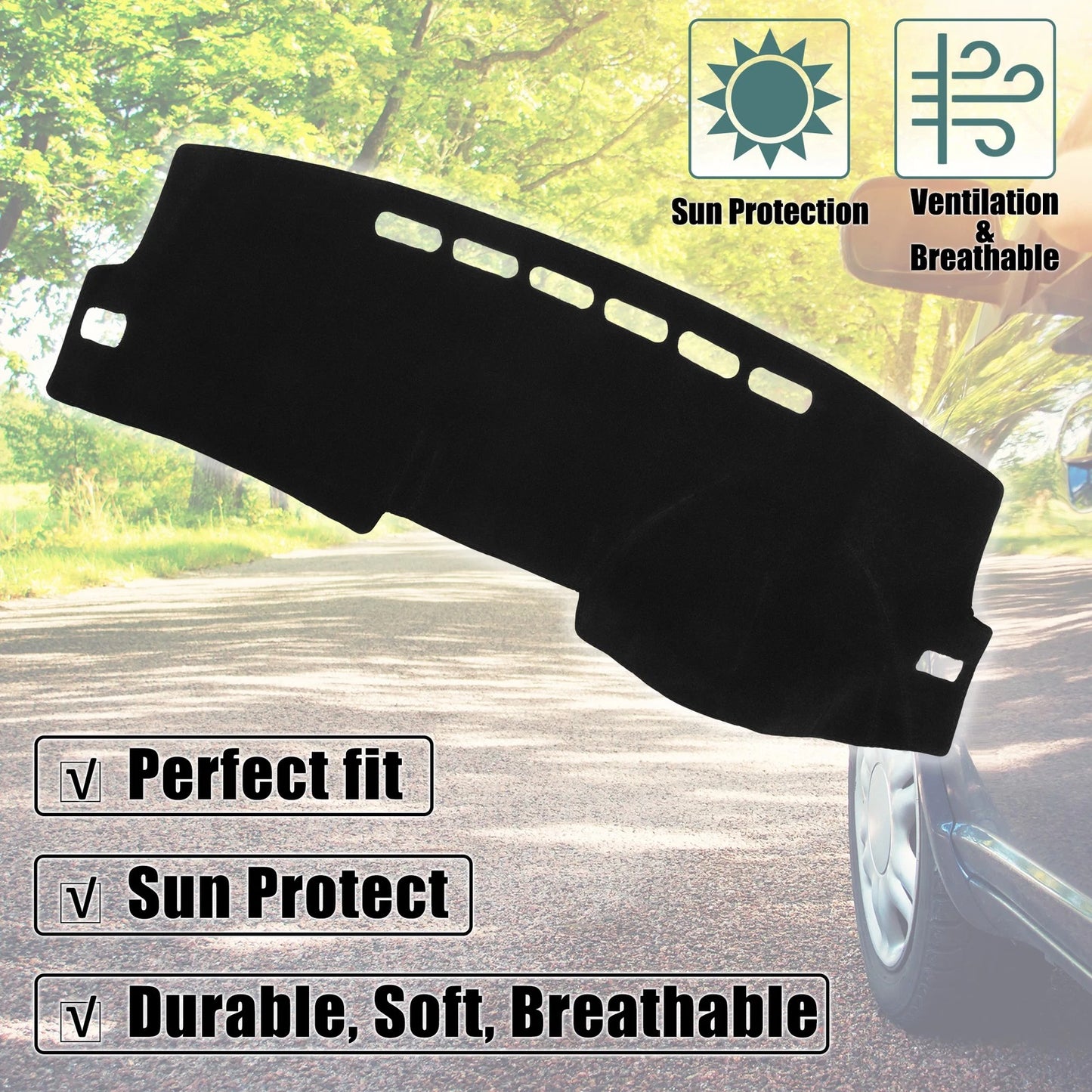 Dashboard Cover Black Polyester Non-slip Mat for Toyota Corolla (2007-2012)