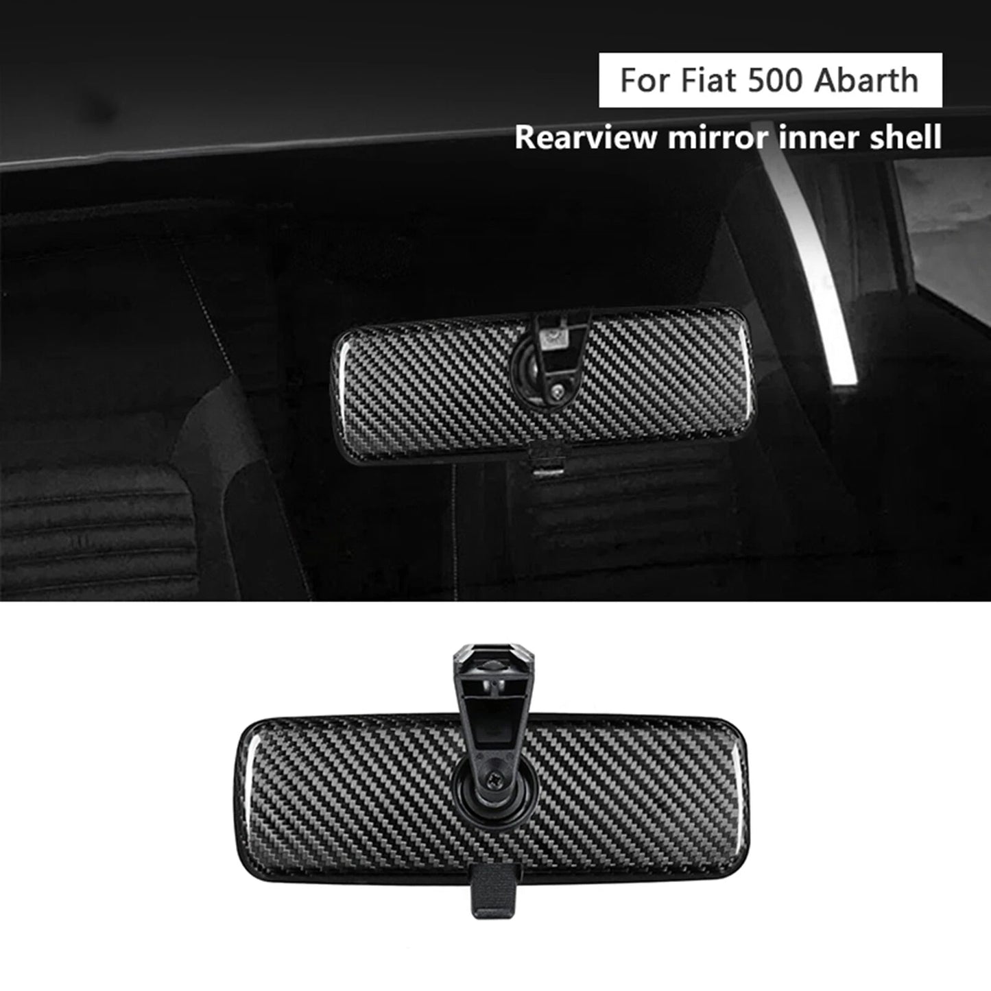 Rearview Mirror Cover Trim for Fiat 500 Abarth 2017-2023 Carbon Fiber